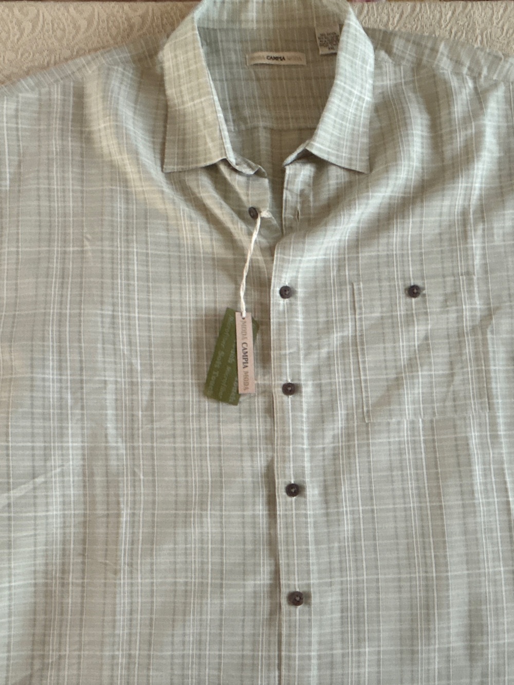 Moda  Campia Light Sage Plaid Short-Sleeve Button-Down Shirt